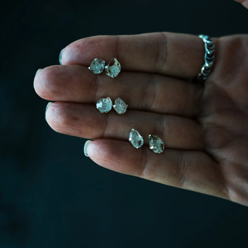 Spirit Fire | Herkimer Prong Silver Stud Earrings