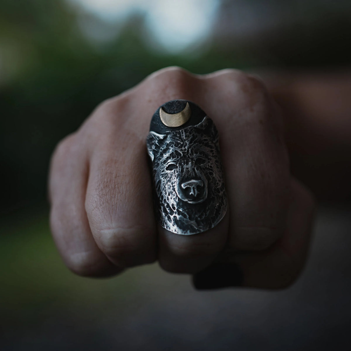 The Protector - Bear Armor Ring, angled view