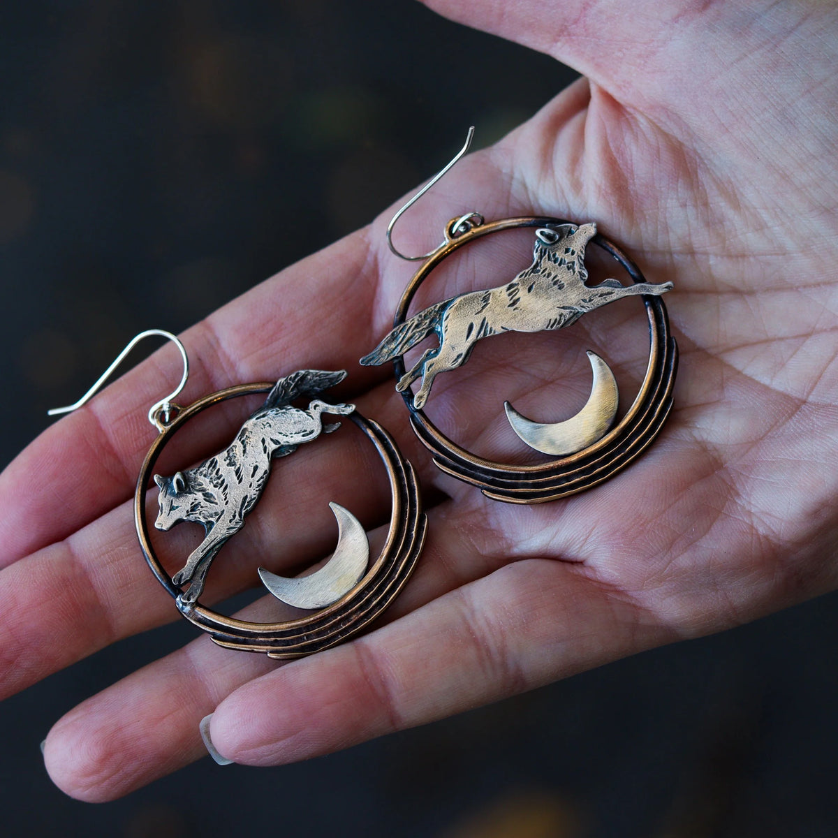 Lunar Leap bronze moons side view
