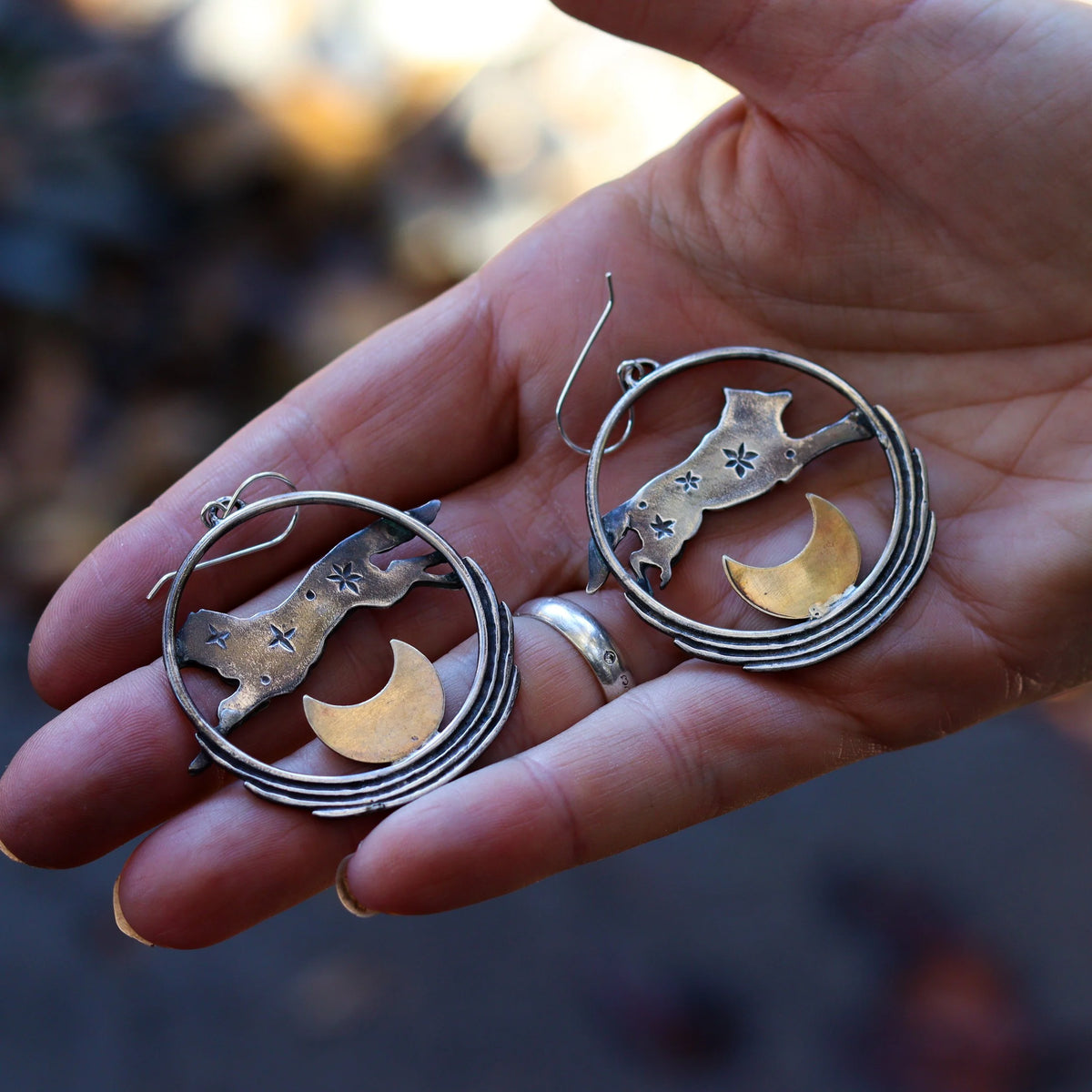 Lunar Leap brass moons side view