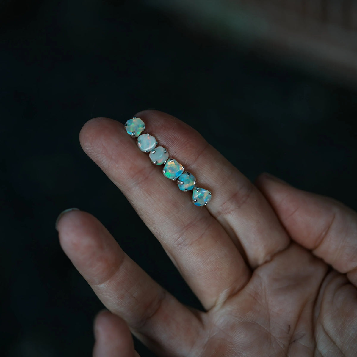 Ancient Light - Raw Opal Studs, alternate view