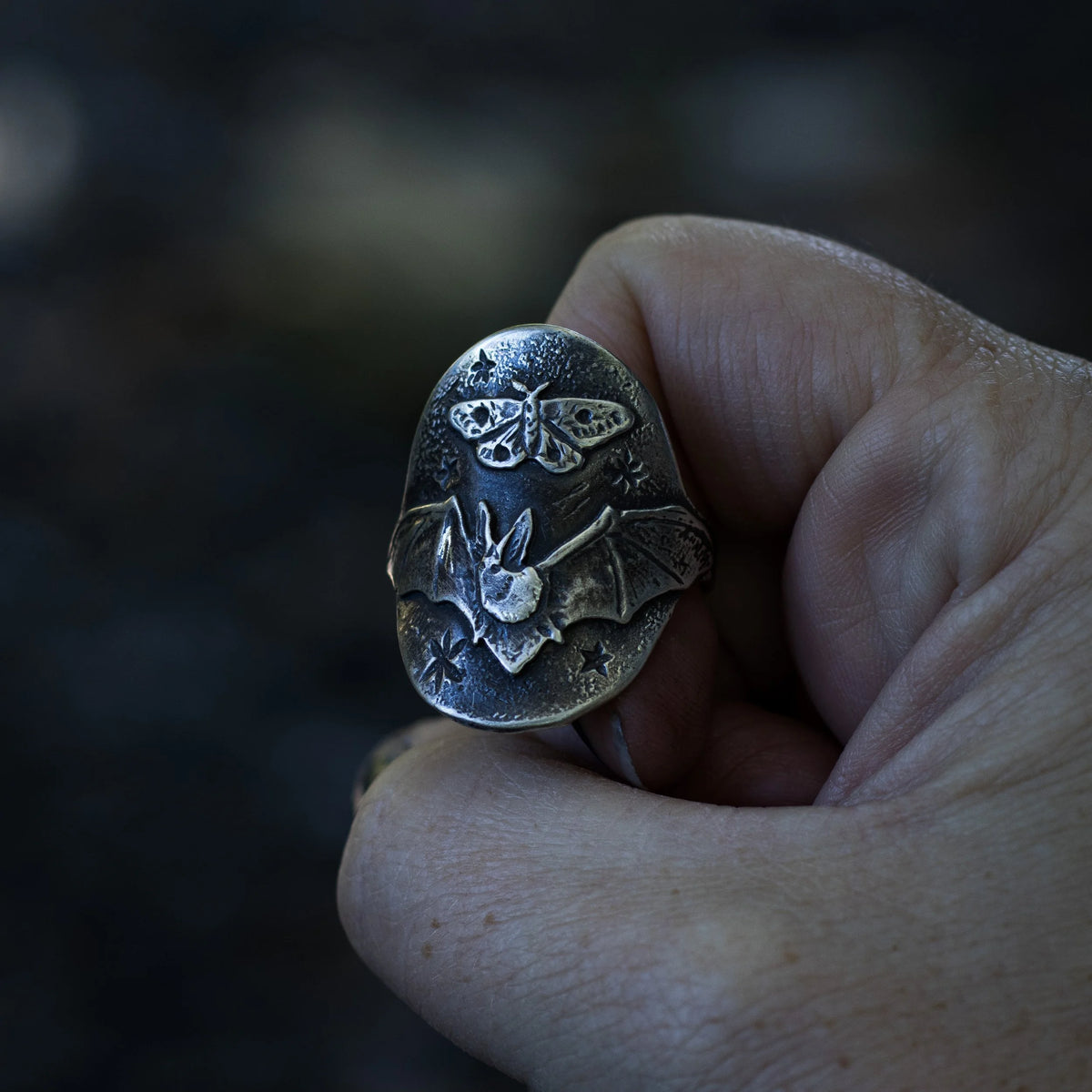 1 Left!! Night Shift - Bat + Moth Mini Armor Ring, alternate view