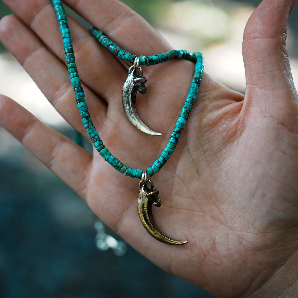 Raven Talon - Turquoise Necklace, side view