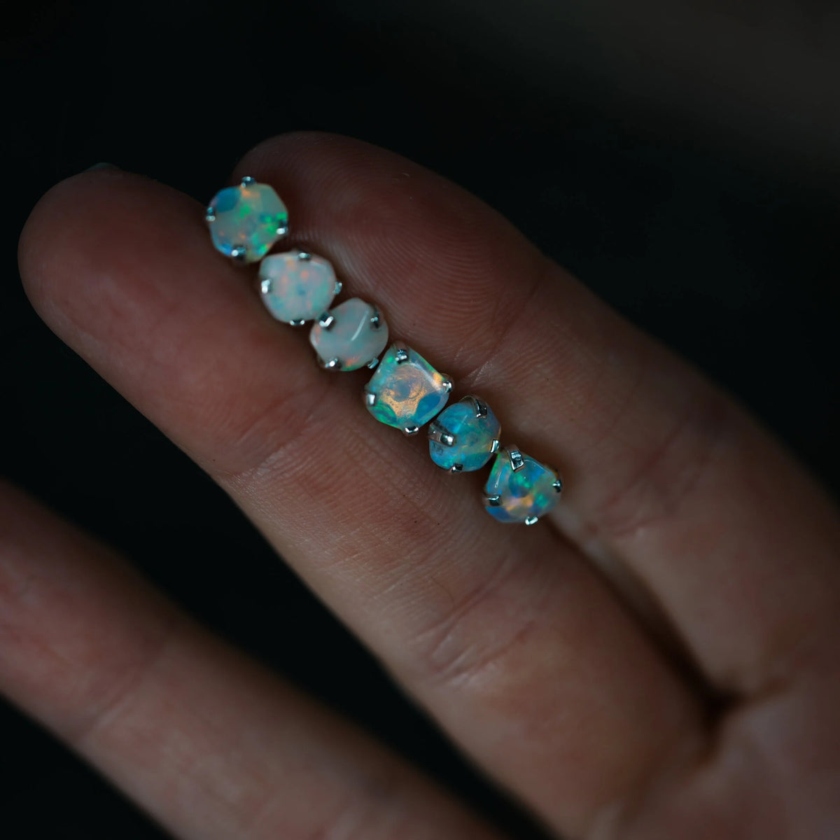 Ancient Light - Raw Opal Studs, detail view