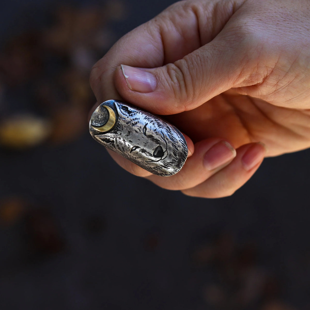1 Left — The She Wolf Armor Ring - Forged in your size, detail view