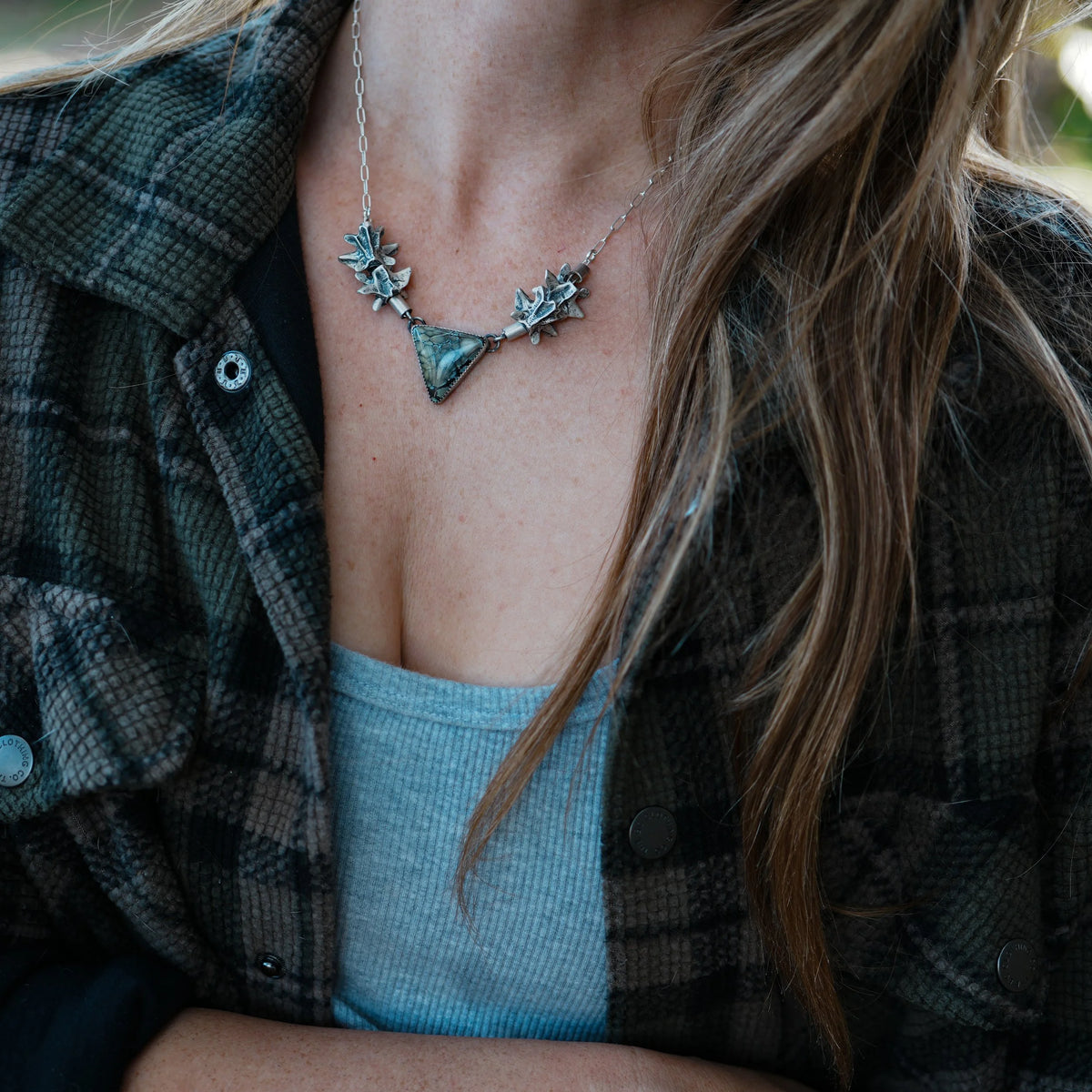 Ouroboros - Fossilized Snake Vertebrae Necklace, detail view