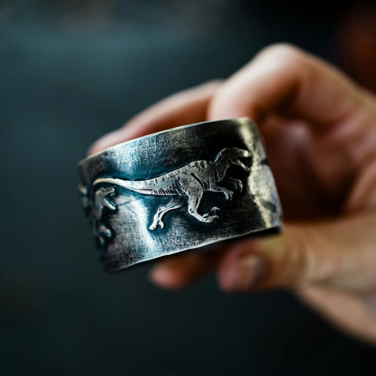 Velociraptor Cuff - Australian Opal, close-up detail