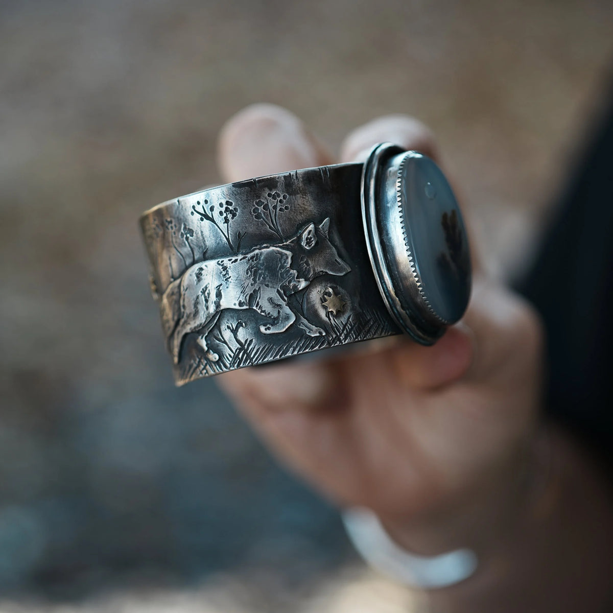 Fight or Flight - Rabbit + Fox Cuff, back view