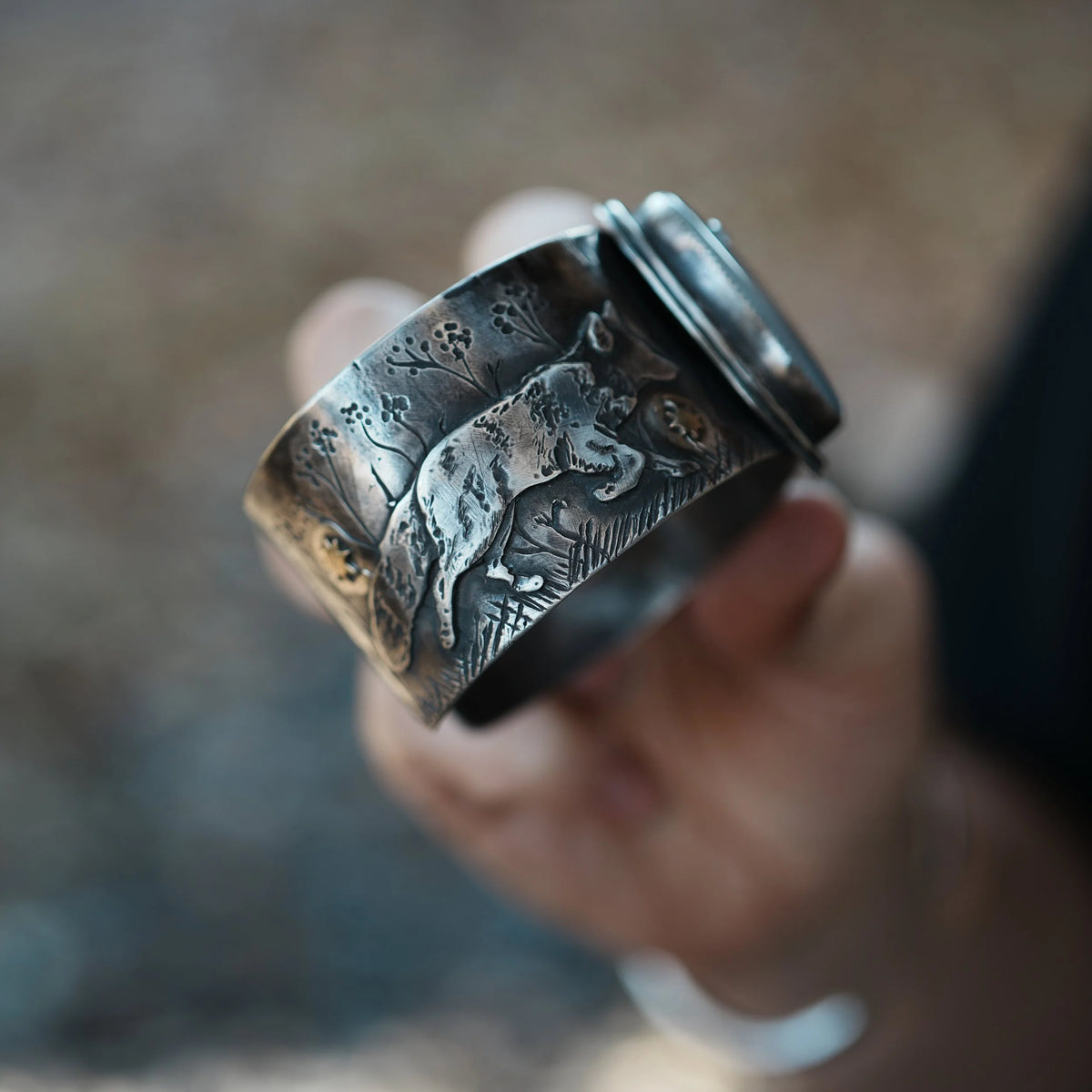 Fight or Flight - Rabbit + Fox Cuff, side view