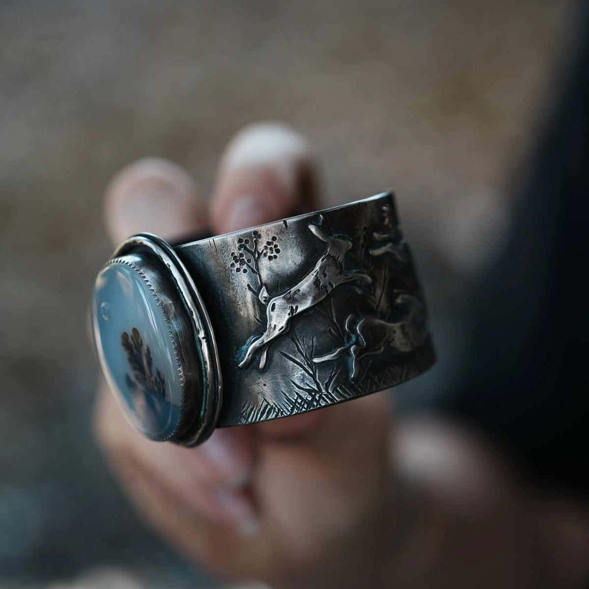 Fight or Flight - Rabbit + Fox Cuff, close-up detail