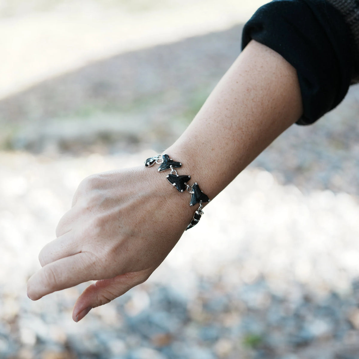 Savage Tides - Fossilized Shark Tooth Bracelet, side view