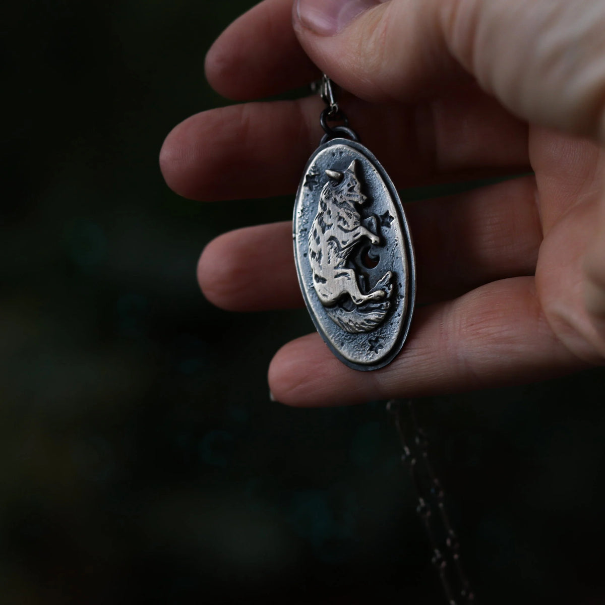 Celestial Canines - Silver Amulet, alternate view