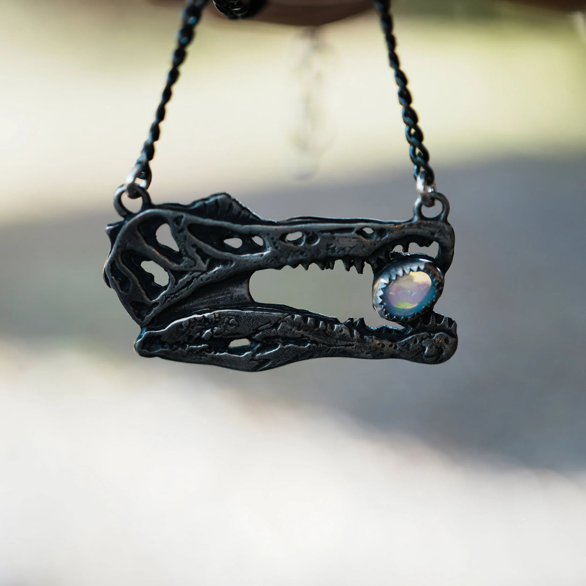 Spinosaurus Skull - Opal Necklace, detail view