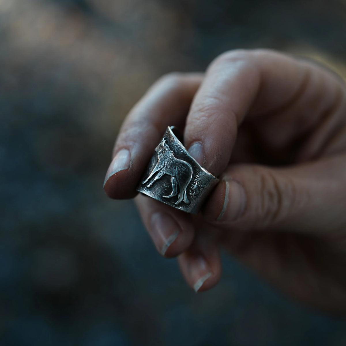 Pack of Two - Silver Wolf Ring, alternate view