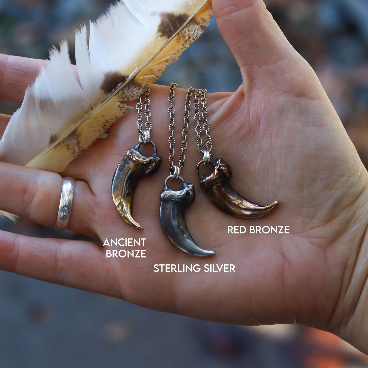Wolf Claws - Sterling + Bronze Necklaces, alternate view